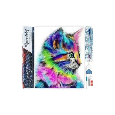 AP Commerce FiguredArt DP-920 - Diamond Painting, Buntes Kätzchen, 5D Bild (40x50cm) mit eckigen Steinen, DIY Bastelset AP Commerce FiguredArt DP-920 - Diamond Painting, Buntes Kätzchen, 5D Bild (40x50cm) mit eckigen Steinen, DIY Bastelset