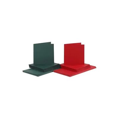 Creativ Company Karten & Kuverts, Kartengröße 15x15 cm, Umschlaggröße 16x16 cm, 110+230 g, Grün, Rot, 50er Set Creativ Company Karten & Kuverts, Kartengröße 15x15 cm, Umschlaggröße 16x16 cm, 110+230 g, Grün, Rot, 50er Set
