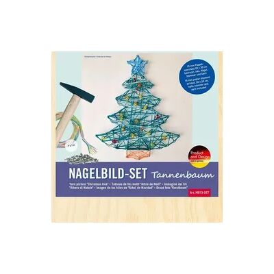 PEBARO NB13-SET - Nagelbild-Set Tannenbaum, Fadenbild, 20x20cm, Bastelset PEBARO NB13-SET - Nagelbild-Set Tannenbaum, Fadenbild, 20x20cm, Bastelset