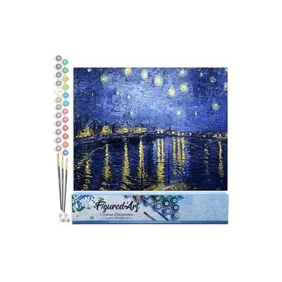 AP COMMERCE FiguredArt PN803 - Malen nach Zahlen, Sternennacht über der Rhone Van Gogh, Leinwand 40x50cm ohne Rahmen, Malset, Paint by Numbers AP COMMERCE FiguredArt PN803 - Malen nach Zahlen, Sternennacht über der Rhone Van Gogh, Leinwand 40x50cm ohne Rahmen, Malset, Paint by Numbers