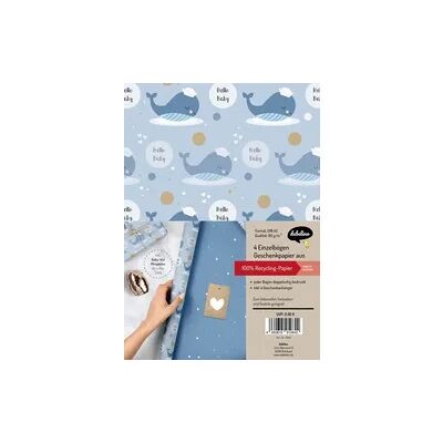 dabelino Geschenkpapier-Set zur Geburt für Baby-Jungen: Motiv "Wal dabelino Geschenkpapier-Set zur Geburt für Baby-Jungen: Motiv "Wal