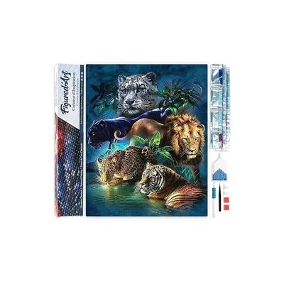 AP Commerce FiguredArt DP-006 - Diamond Painting, Dschungeltiere, 5D Bild (40x50cm) mit eckigen Steinen, DIY Bastelset AP Commerce FiguredArt DP-006 - Diamond Painting, Dschungeltiere, 5D Bild (40x50cm) mit eckigen Steinen, DIY Bastelset