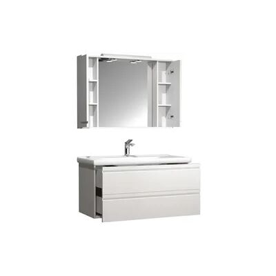 VCM 3-tlg. Badezimmer-Set mit Keramik-Waschbecken & Spiegelschrank VCM 3-tlg. Badezimmer-Set mit Keramik-Waschbecken & Spiegelschrank