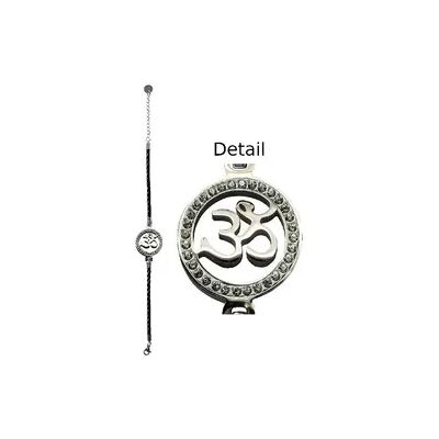 Saraswati Armband "Om" Leder schwarz, Edelstahl mit Zirkonia Saraswati Armband "Om" Leder schwarz, Edelstahl mit Zirkonia