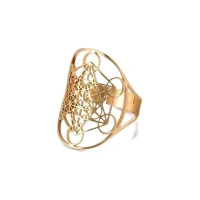 Saraswati Ring "Metatron" Edelstahl vergoldet offen verstellbar Saraswati Ring "Metatron" Edelstahl vergoldet offen verstellbar