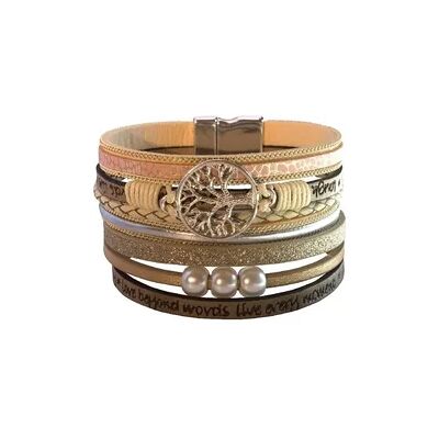 Saraswati Armband "Baum des Lebens" Kunstleder beige, Metall silberfarben Saraswati Armband "Baum des Lebens" Kunstleder beige, Metall silberfarben