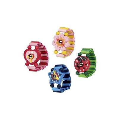 GoKi Holzuhr mit elastischem Armband und beweglichen Zeigern GoKi Holzuhr mit elastischem Armband und beweglichen Zeigern