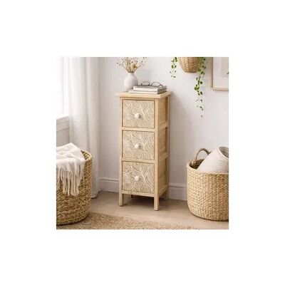 HTI-Living Kommode Melia schmal 3 Schubladen Blätter-Design Artisaneiche-Weiß HTI-Living Kommode Melia schmal 3 Schubladen Blätter-Design Artisaneiche-Weiß