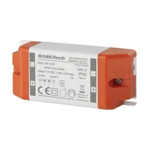 Basetech LD-12-15 Transformator - LED, 12V, 15W, für Möbel Basetech LD-12-15 Transformator - LED, 12V, 15W, für Möbel