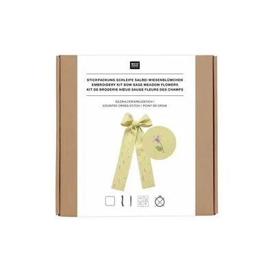 Rico Design Stickpackung, Gezählter Kreuzstich Schleife Wiesenblümchen, Salbei, 30 x 54 cm, 100% Leinen Rico Design Stickpackung, Gezählter Kreuzstich Schleife Wiesenblümchen, Salbei, 30 x 54 cm, 100% Leinen