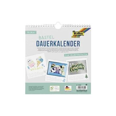 Folia Dauerkalender mit Spiralbindung 220g/m2, 23x24cm, Papier weiß, Druck schwarz Folia Dauerkalender mit Spiralbindung 220g/m2, 23x24cm, Papier weiß, Druck schwarz