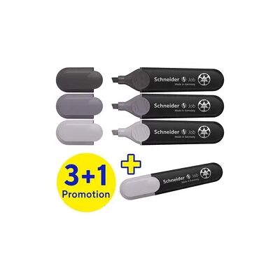 Schneider Textmarker Job grau sortiert, 3+1 Set Schneider Textmarker Job grau sortiert, 3+1 Set