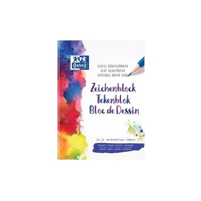 Oxford Zeichenblock A4 blanko, 20 Blatt, 120 g/m2 echtes Künstlerpapier Oxford Zeichenblock A4 blanko, 20 Blatt, 120 g/m2 echtes Künstlerpapier