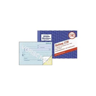 Avery Zweckform Quittung inkl. MwSt. selbstdurchschreibend DIN A6 quer 2x40 Blatt Avery Zweckform Quittung inkl. MwSt. selbstdurchschreibend DIN A6 quer 2x40 Blatt