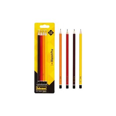 Idena Bleistifte H/HB/B/2H schwarz/rot/orange/gelb 4 Stück Blister Idena Bleistifte H/HB/B/2H schwarz/rot/orange/gelb 4 Stück Blister