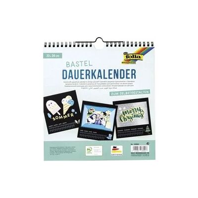 Folia Dauerkalender mit Spiralbindung 220g/m2, 23x24cm, Papier schwarz, Druck silber Folia Dauerkalender mit Spiralbindung 220g/m2, 23x24cm, Papier schwarz, Druck silber