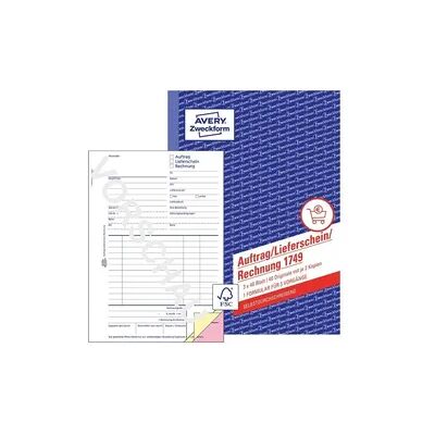 Avery Zweckform Auftrag/Lieferschein/Rechnung selbstdurchschreibend DIN A5 3x40 Blatt Avery Zweckform Auftrag/Lieferschein/Rechnung selbstdurchschreibend DIN A5 3x40 Blatt