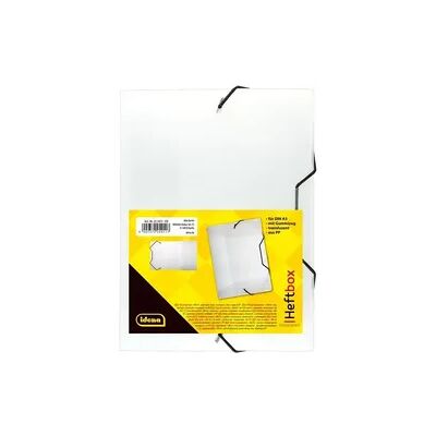 Idena Heftbox PP mit Gummizug transluzent weiß DIN A5 Idena Heftbox PP mit Gummizug transluzent weiß DIN A5