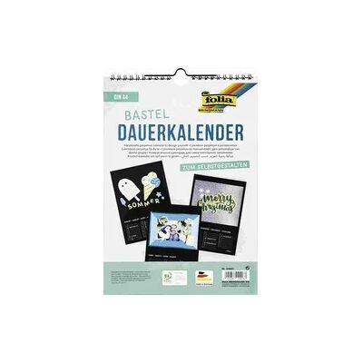 Folia Dauerkalender mit Spiralbindung 170g/m2, DIN A4, Papier schwarz, Druck silber Folia Dauerkalender mit Spiralbindung 170g/m2, DIN A4, Papier schwarz, Druck silber