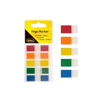 Idena Page Marker Strips 5 Farben 12x43mm 100 Stück Idena Page Marker Strips 5 Farben 12x43mm 100 Stück