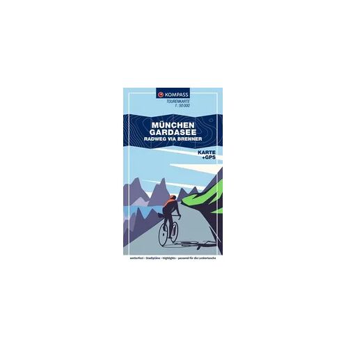Kompass-Karten KOMPASS Fahrrad-Tourenkarte München – Gardasee, Radweg via Brenner 1:50.000