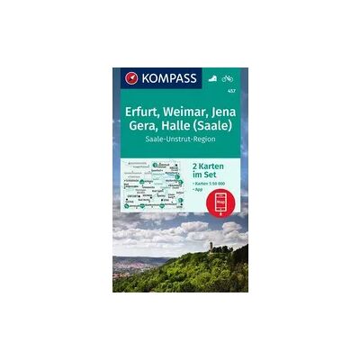 Kompass-Karten KOMPASS Wanderkarten-Set 457 Erfurt, Weimar, Jena, Gera, Halle (Saale) (2 Karten) 1:50.000 Kompass-Karten KOMPASS Wanderkarten-Set 457 Erfurt, Weimar, Jena, Gera, Halle (Saale) (2 Karten) 1:50.000