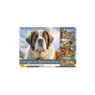 Königliche Bernhardiner. Die sanften Riesen der Alpen (Tischkalender 2026 DIN A5 quer), CALVENDO Monatskalender Königliche Bernhardiner. Die sanften Riesen der Alpen (Tischkalender 2026 DIN A5 quer), CALVENDO Monatskalender