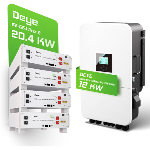 Komplettset 12 kW Hybridwechselrichter (SUN-12K-SG04LP3-EU) & 20 kWh Batteriespeicher Deye SEG