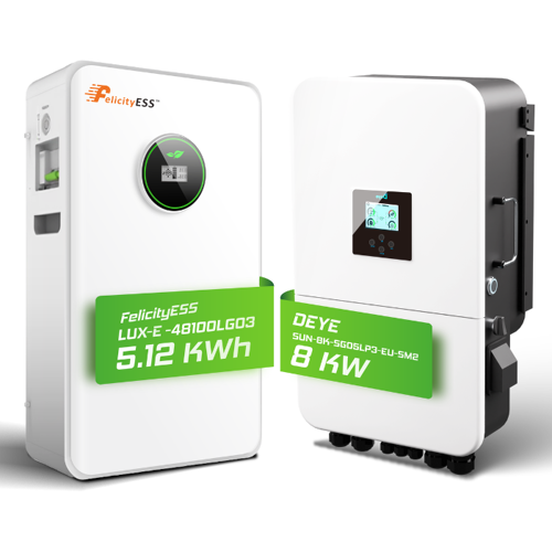 Deye Felicity Komplettset 8 kW Hybridwechselrichter (SUN-8K-SG05LP3-EU-SM2) & 10,2 kWh LUX-E-48100LG03 Felicity Batteriespeicher
