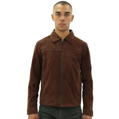 Infinity Leather Harington-Jacke für Herren im Retro-Stil aus Ziegenveloursleder – Zürich Braun L Infinity Leather Harington-Jacke für Herren im Retro-Stil aus Ziegenveloursleder – Zürich Braun L