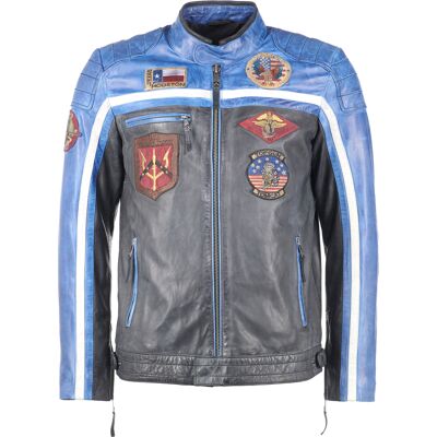 Top Gun Lederjacke TGJ1005 Schwarz Blau S Top Gun Lederjacke TGJ1005 Schwarz Blau S