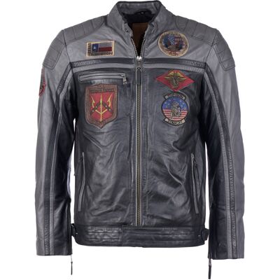 Top Gun Lederjacke TGJ1005 Schwarz/Dunkelgrau L Top Gun Lederjacke TGJ1005 Schwarz/Dunkelgrau L