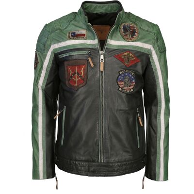 Top Gun Lederjacke TGJ1005 Schwarz Grün M Top Gun Lederjacke TGJ1005 Schwarz Grün M