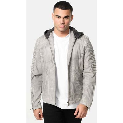 Tazzio Herren Lederjacke Biker-Look Hellgrau M Tazzio Herren Lederjacke Biker-Look Hellgrau M