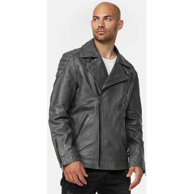 Tazzio Herren Lederjacke Biker-Look Holzkohle L Tazzio Herren Lederjacke Biker-Look Holzkohle L