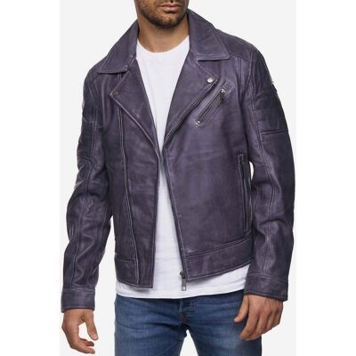 Tazzio Herren Lederjacke Biker-Look Indigo Blau S Tazzio Herren Lederjacke Biker-Look Indigo Blau S