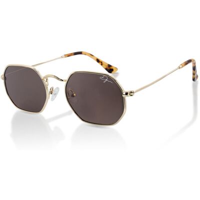 Infinity Leather De-Gamme Gold Retro Rechteckige Polarisierte Sonnenbrille – Napoli Gold Einheitsgröße Infinity Leather De-Gamme Gold Retro Rechteckige Polarisierte Sonnenbrille – Napoli Gold Einheitsgröße