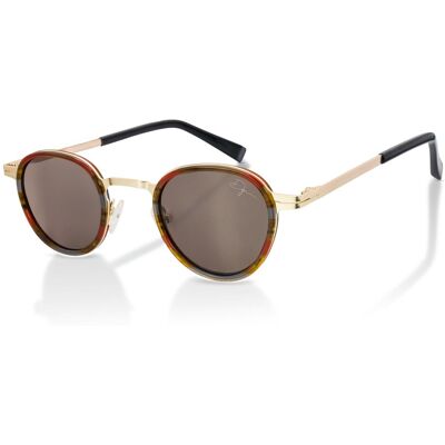 Infinity Leather De-Gamme Gold Retro Runde Polarisierte Sonnenbrille - Paris Gold Einheitsgröße Infinity Leather De-Gamme Gold Retro Runde Polarisierte Sonnenbrille - Paris Gold Einheitsgröße