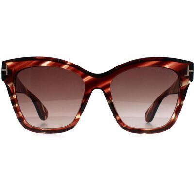 Tom Ford Elvira FT1217 55T farbige Sonnenbrille in Havanna-Bordeaux mit Farbverlauf Rot Einheitsgröße Tom Ford Elvira FT1217 55T farbige Sonnenbrille in Havanna-Bordeaux mit Farbverlauf Rot Einheitsgröße