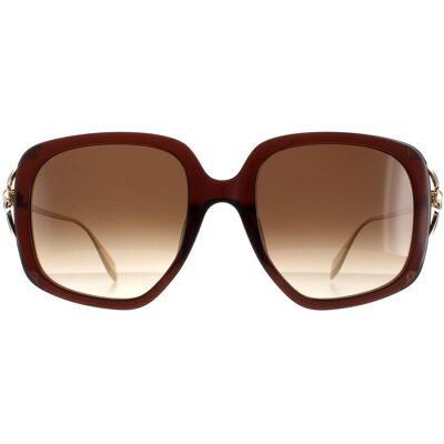 Alexander McQueen Quadratisch Damen Braun Gold Braun Gradient AM0374S Braun Einheitsgröße Alexander McQueen Quadratisch Damen Braun Gold Braun Gradient AM0374S Braun Einheitsgröße