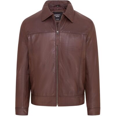 Infinity Leather Braune Retro-Bikerjacke aus klassischem Leder für Herren im Harrington-Stil - Drammen Braun 2XL Infinity Leather Braune Retro-Bikerjacke aus klassischem Leder für Herren im Harrington-Stil - Drammen Braun 2XL