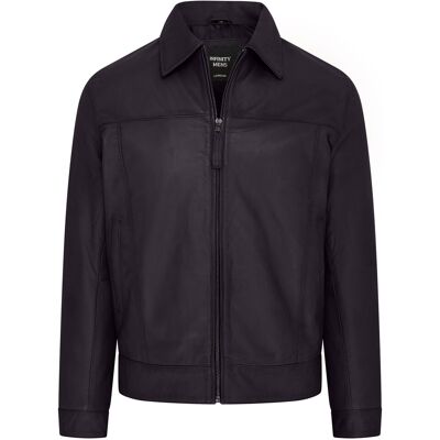 Infinity Leather Schwarze Retro-Bikerjacke aus klassischem Leder für Herren im Harrington-Stil - Drammen Schwarz S Infinity Leather Schwarze Retro-Bikerjacke aus klassischem Leder für Herren im Harrington-Stil - Drammen Schwarz S