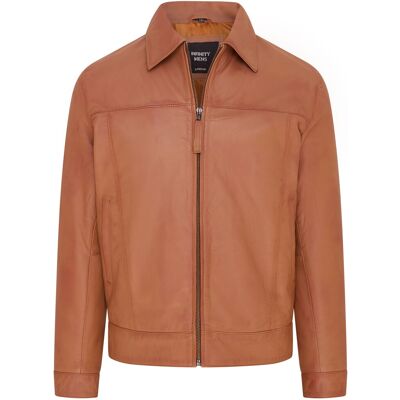 Infinity Leather Hellbraune Retro-Klassiker-Harrington-Bikerjacke aus Leder für Herren - Drammen Bräunen XL Infinity Leather Hellbraune Retro-Klassiker-Harrington-Bikerjacke aus Leder für Herren - Drammen Bräunen XL