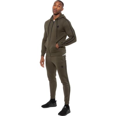 Enzo Herren Zip Up Tape Hoodie Trainingsanzug Set - Khaki Khaki XL Enzo Herren Zip Up Tape Hoodie Trainingsanzug Set - Khaki Khaki XL