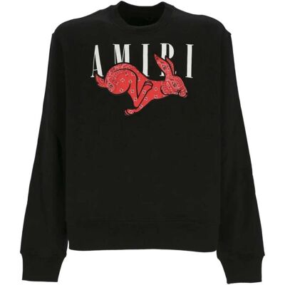 Amiri Cny Rabbit Logo Schwarzes Sweatshirt Schwarz XL Amiri Cny Rabbit Logo Schwarzes Sweatshirt Schwarz XL