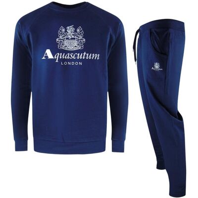 Aquascutum - "London" Trainingsanzug-Set für Herren, Rundhalsausschnitt (Dunkles Marineblau) Marine XL Aquascutum - "London" Trainingsanzug-Set für Herren, Rundhalsausschnitt (Dunkles Marineblau) Marine XL