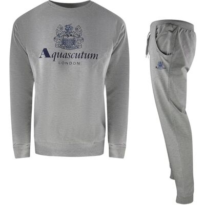 Aquascutum - "London" Trainingsanzug-Set für Herren, Rundhalsausschnitt (Grau) Grau 2XL Aquascutum - "London" Trainingsanzug-Set für Herren, Rundhalsausschnitt (Grau) Grau 2XL