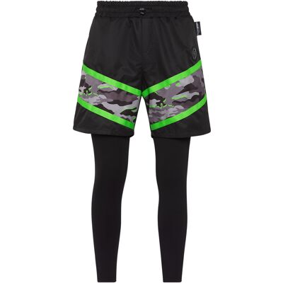 Plein Sport 2-In-1 Laufhose Camouflage Schwarz 2XL Plein Sport 2-In-1 Laufhose Camouflage Schwarz 2XL