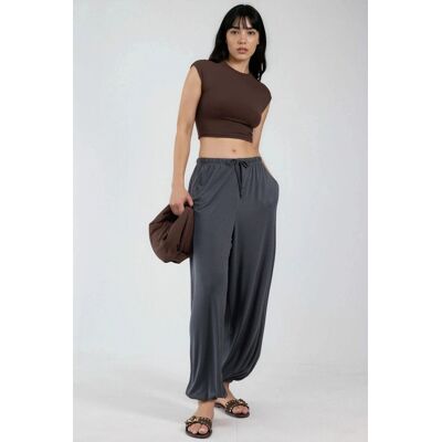 Busem Damen Jogginghosen mit elastischem Bund Dunkelgrau S Busem Damen Jogginghosen mit elastischem Bund Dunkelgrau S