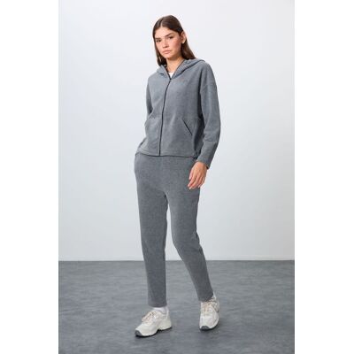 Tommy Life Übergroßer Kapuzenzipper-Trainingsanzug Grau S Tommy Life Übergroßer Kapuzenzipper-Trainingsanzug Grau S
